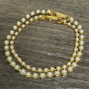 Pair of Gold Tone and Faux Pearl Bracelet